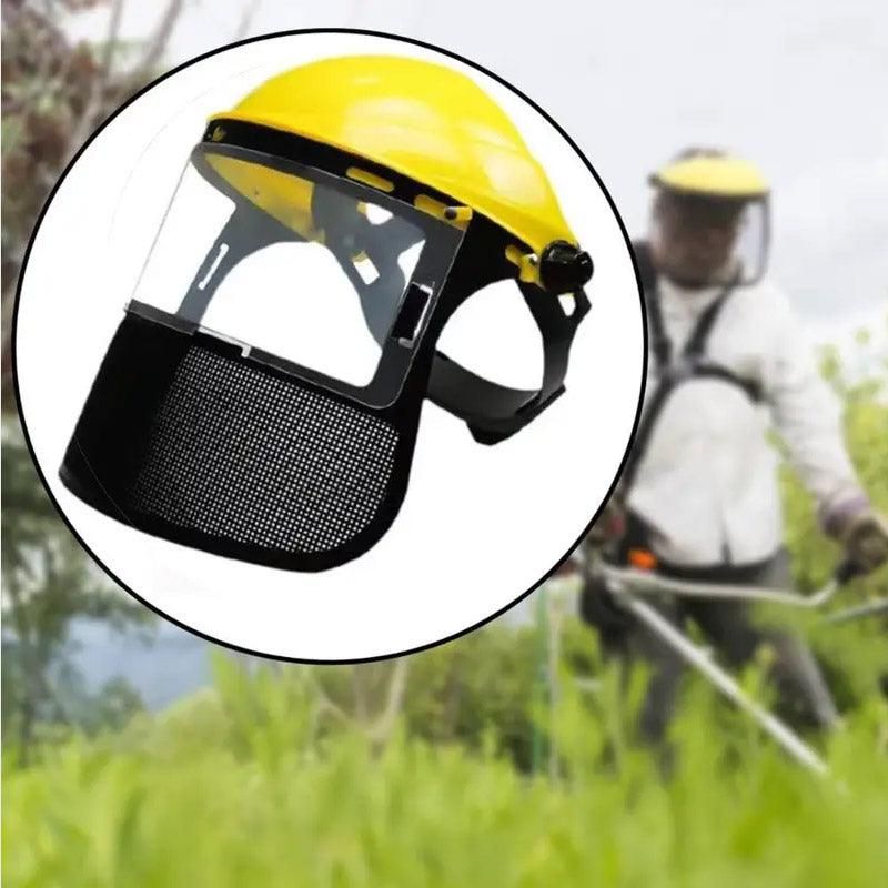 Garden Face Shield Headgear for Mowing and Outdoor Protective Use - Yellow