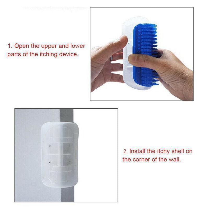 Pet Cat Self Massage Brush Comb Scratcher Wall Corner Self Groomer Grooming Toys - Blue