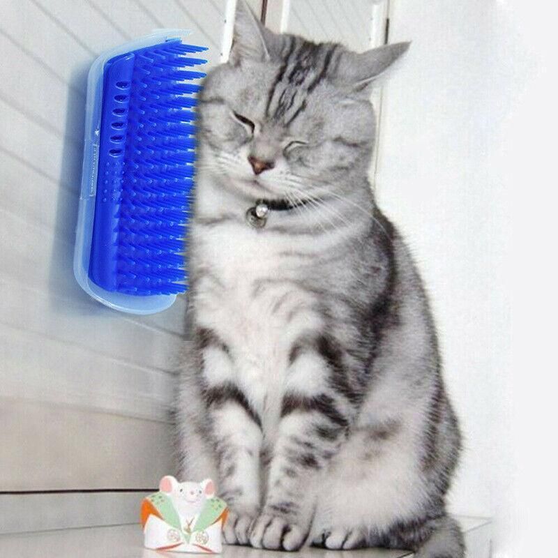 Pet Cat Self Massage Brush Comb Scratcher Wall Corner Self Groomer Grooming Toys - Green