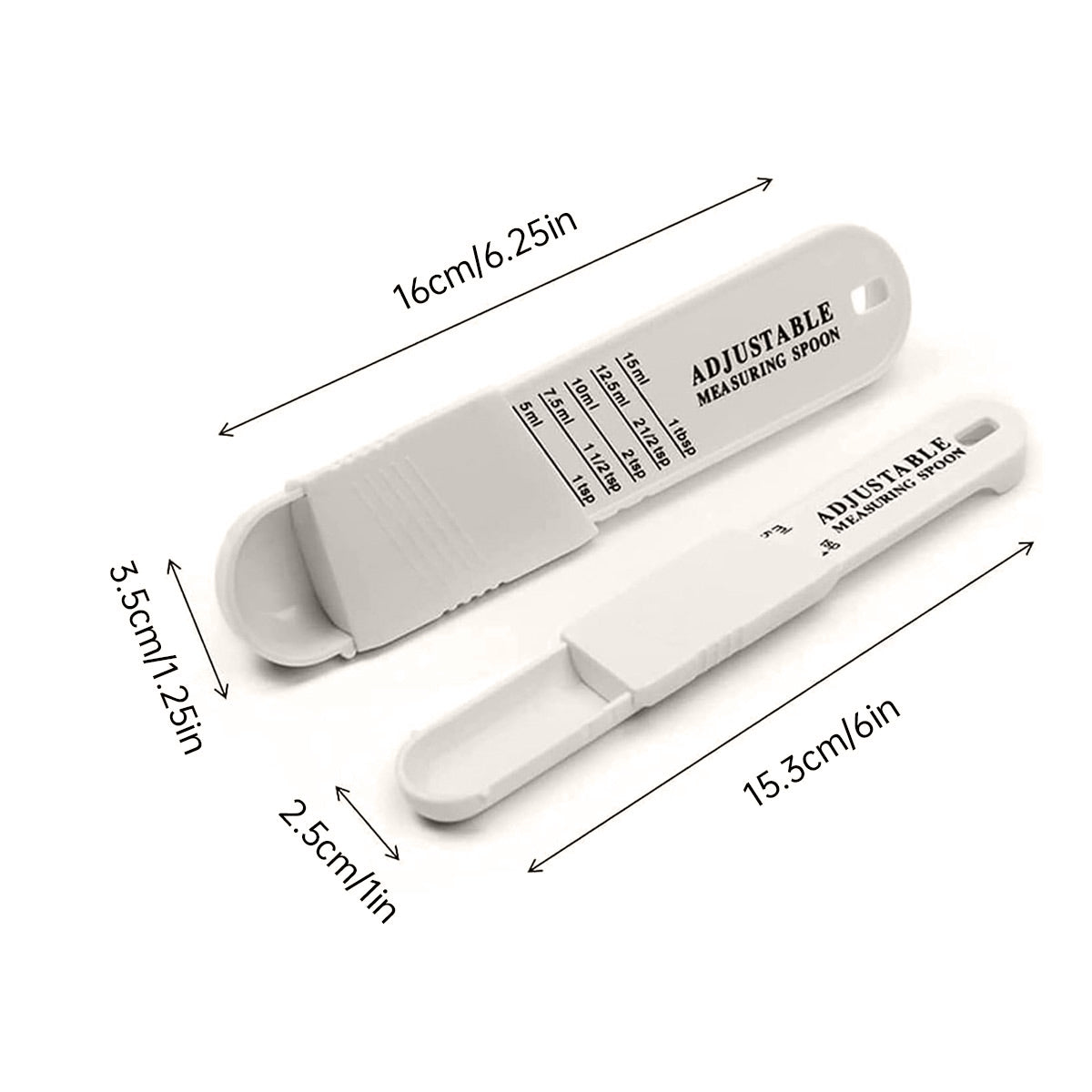 2PCS Adjustable ml Gram Plastic Measuring Spoon Scale Kitchen For Metering Spoon - Black