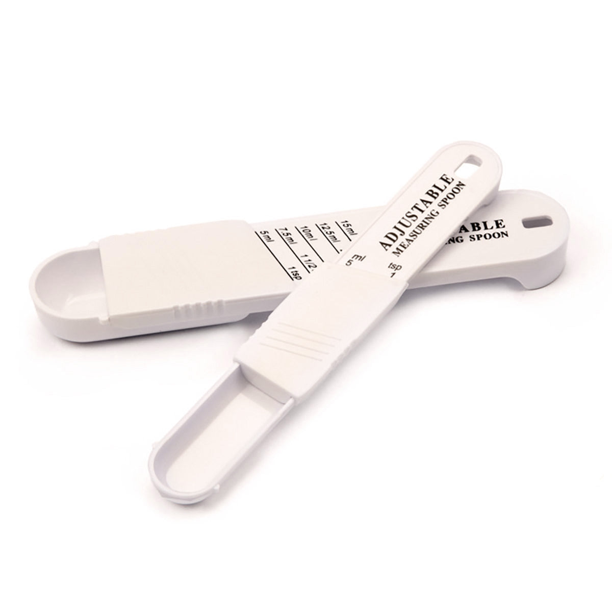 2PCS Adjustable ml Gram Plastic Measuring Spoon Scale Kitchen For Metering Spoon - White