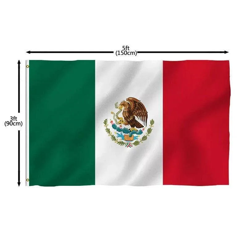 Large Mexico Mexican Flag Heavy Duty Outdoor Mx 90X150Cm - 3X5Ft