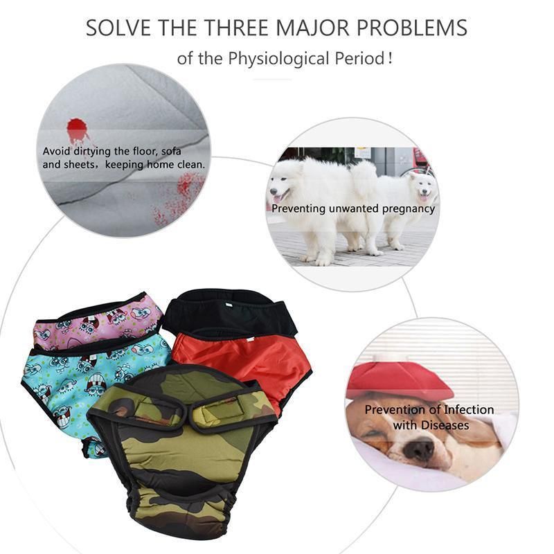 Washable Female Pet Dog Cat Nappy Diaper Physiological Pants Panties Underwear Camouflage - XXL