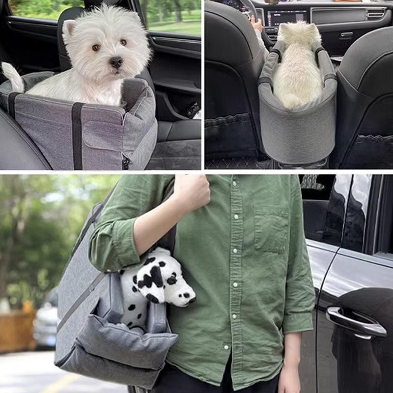 Car Pet Seat Auto Seat Center Console Dog Cat Nest Pad Removable Pet Carrier - Rose Red