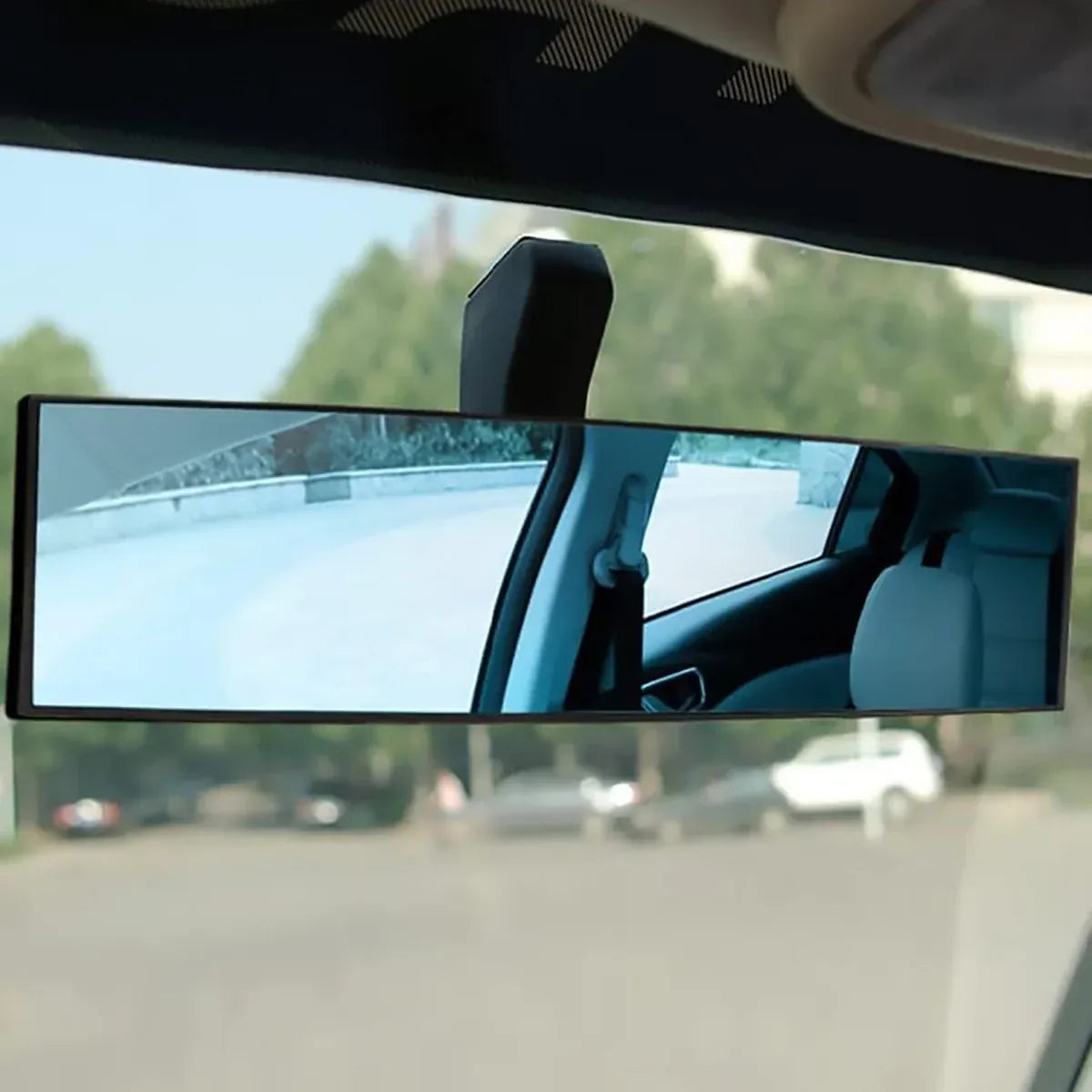 Wide View Rearview Mirror Anti Glare Indoor Car Mirror Anti Fog Curved Blue