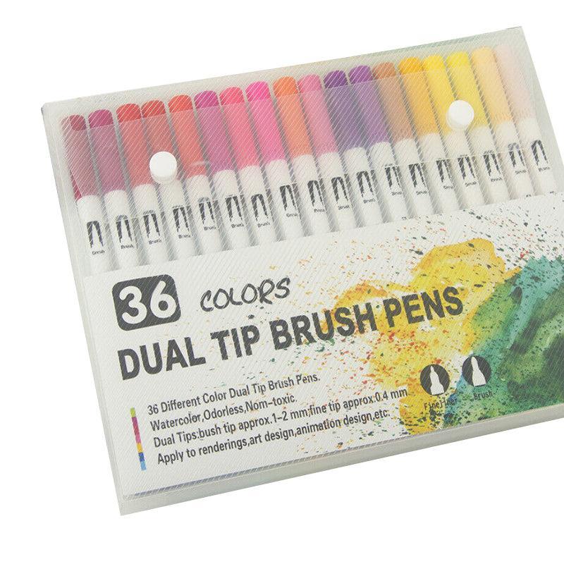 12-120 Watercolor Brush Pen Set Artist Sketch Marker - Black-24 Colours