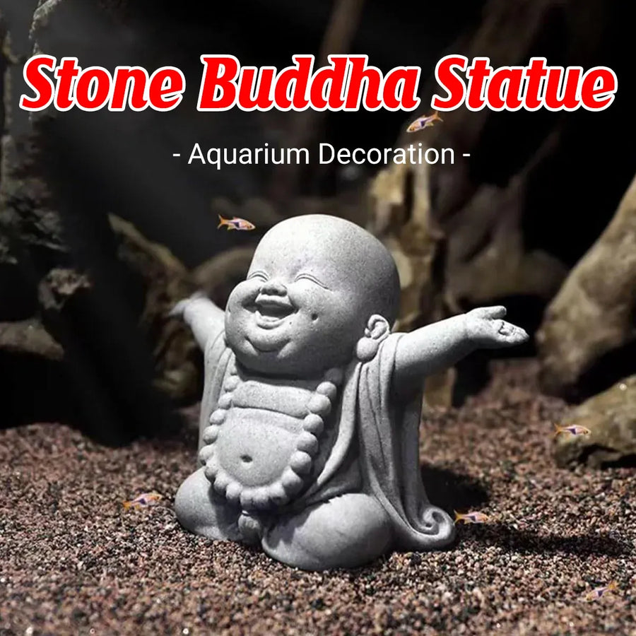 Stone Buddha Statue Fish Tank Decor Landscape Ornament Garden Sculpture Display