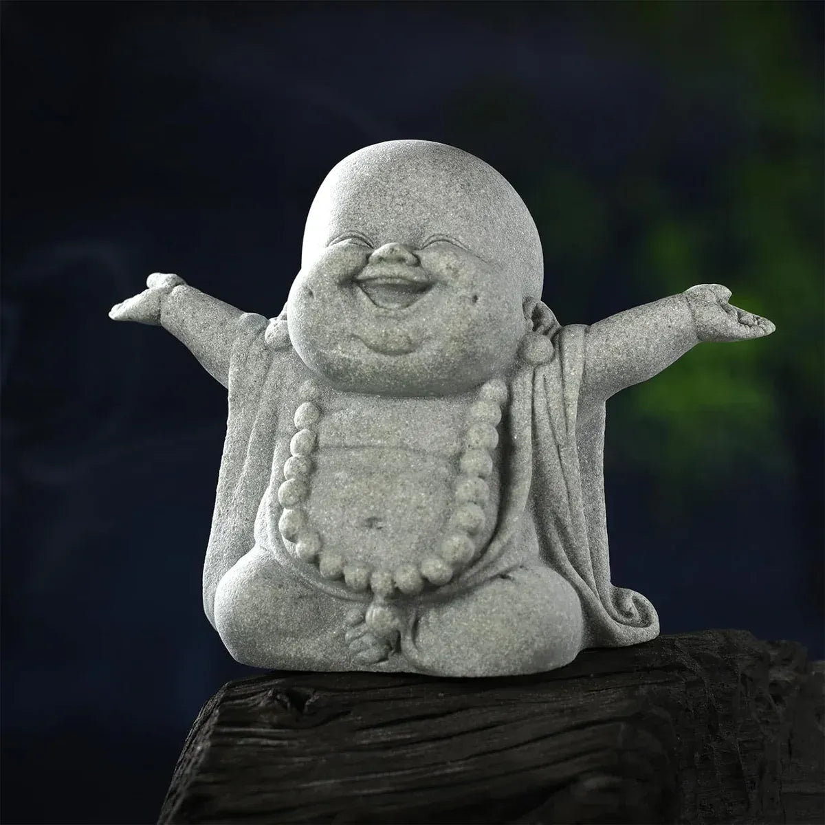 Stone Buddha Statue Fish Tank Decor Landscape Ornament Garden Sculpture Display