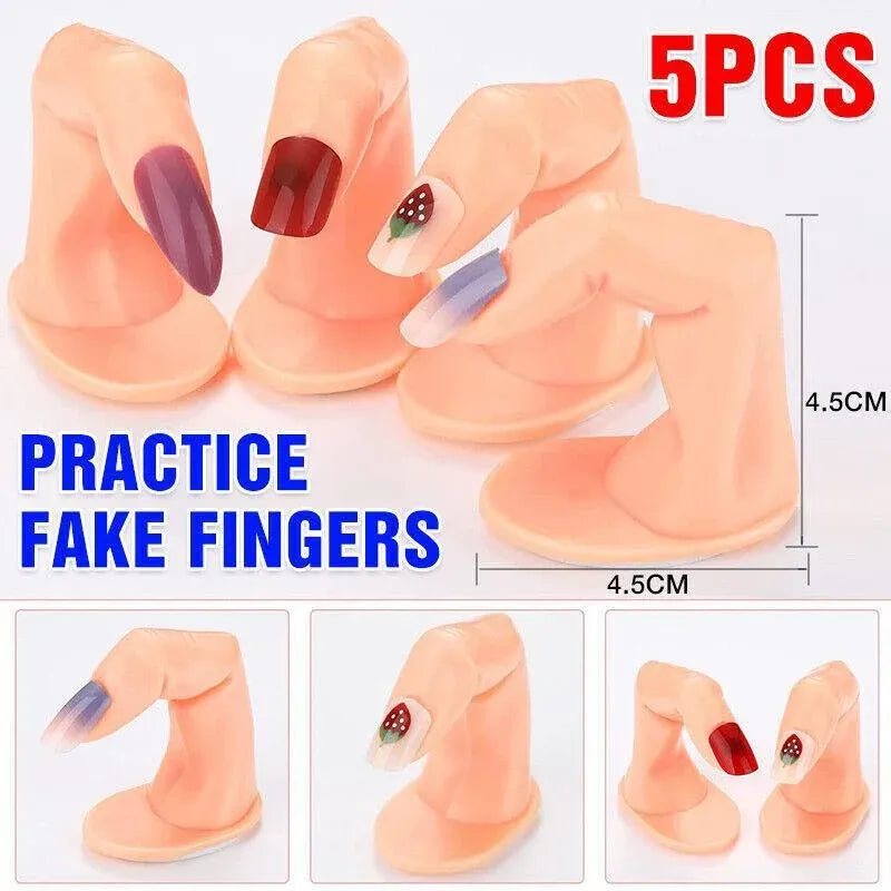 5PCS Model Fake Display Hand Nail Art Practice Finger For Training Manicure