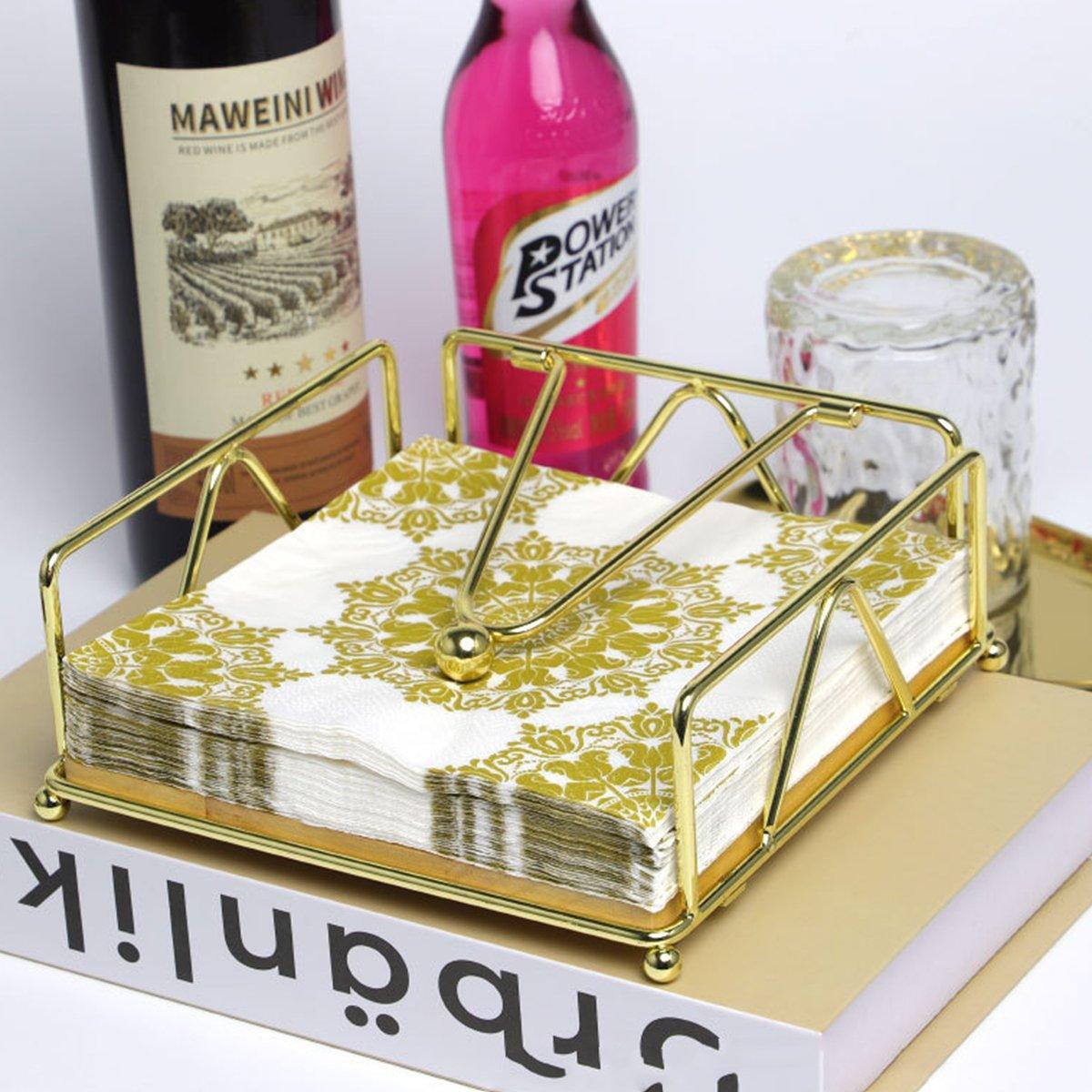Steel Napkin Holder Serviette Rack Organiser Kitchen Serving Bar 3 Colours - Gold
