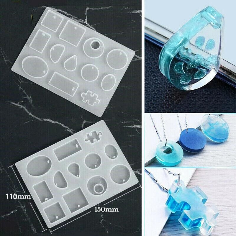 12 Silicone Moulds for DIY Jewellery Pendant Resin and Craft Making