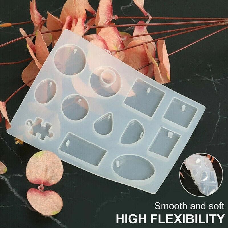 12 Silicone Moulds for DIY Jewellery Pendant Resin and Craft Making