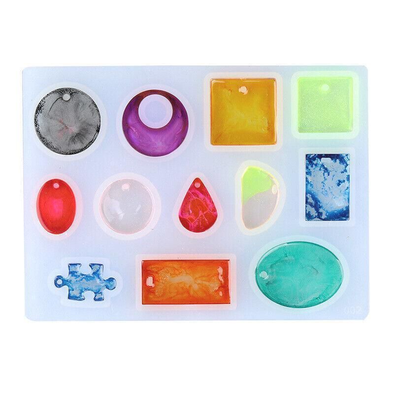 12 Silicone Moulds for DIY Jewellery Pendant Resin and Craft Making