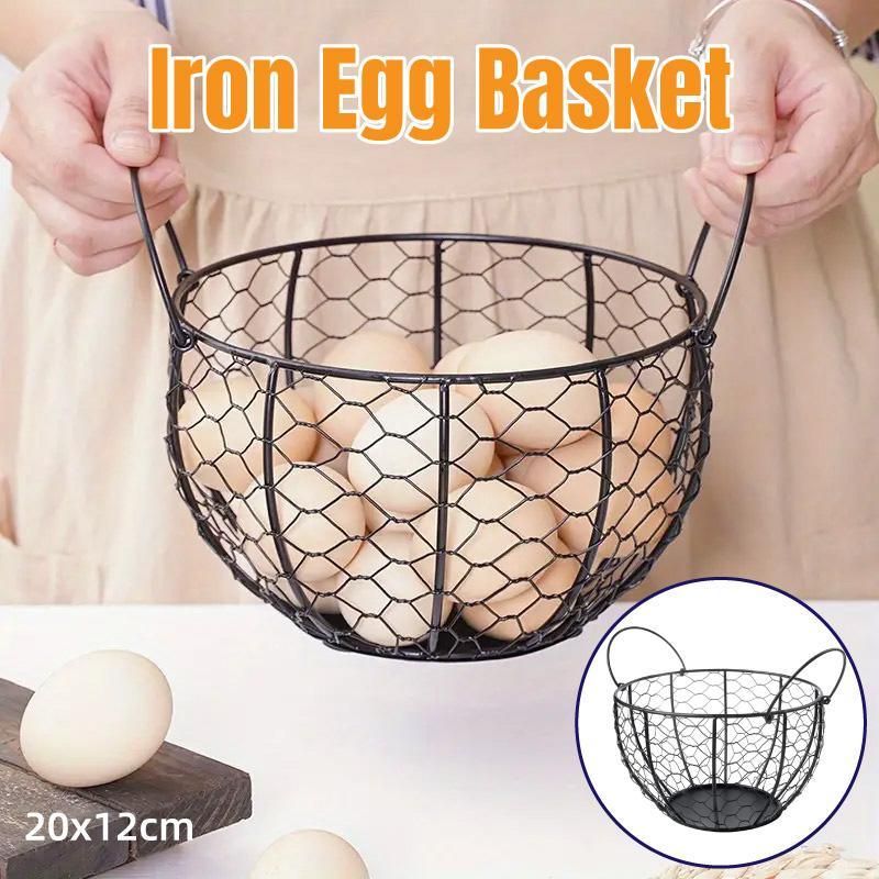 Egg Basket Fruit Storage Basket Blue Iron Basket Home Sundries Organiser Holder
