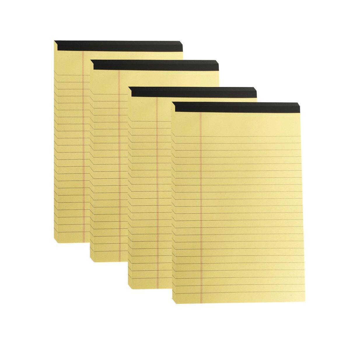 4PCS Tearable Lined Notepad Simple Design Colourful Memo Pad Notebook - Yellow