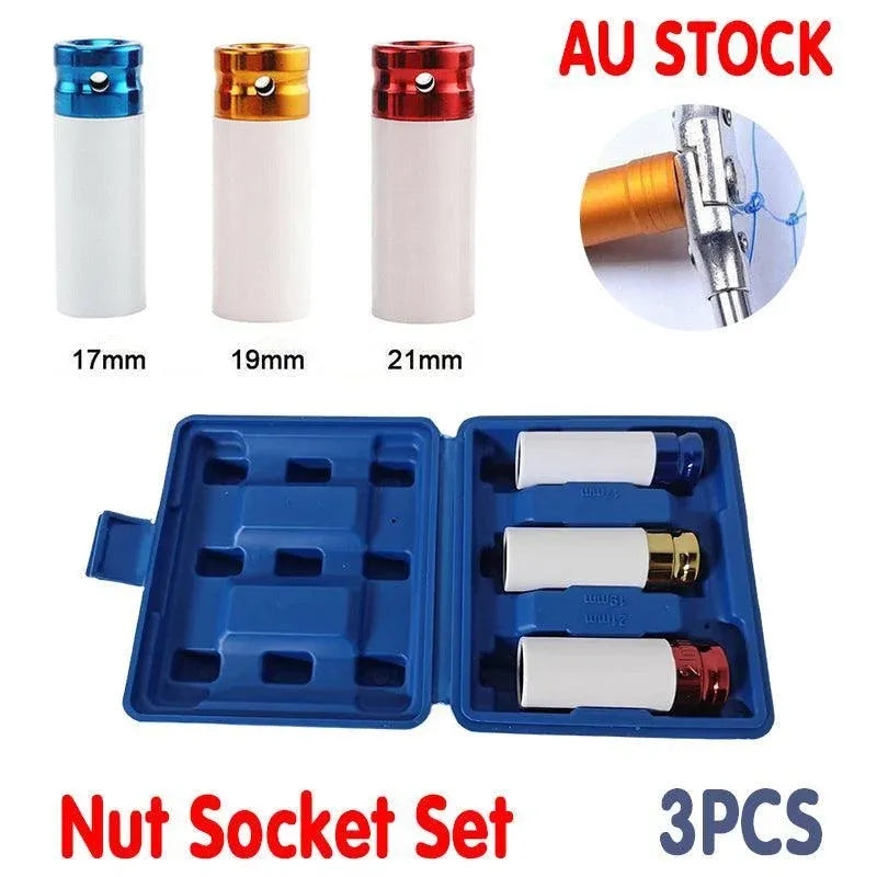 3PCS Deep Impact Nut Socket Set 17mm 19mm 21mm for Alloy Wheels
