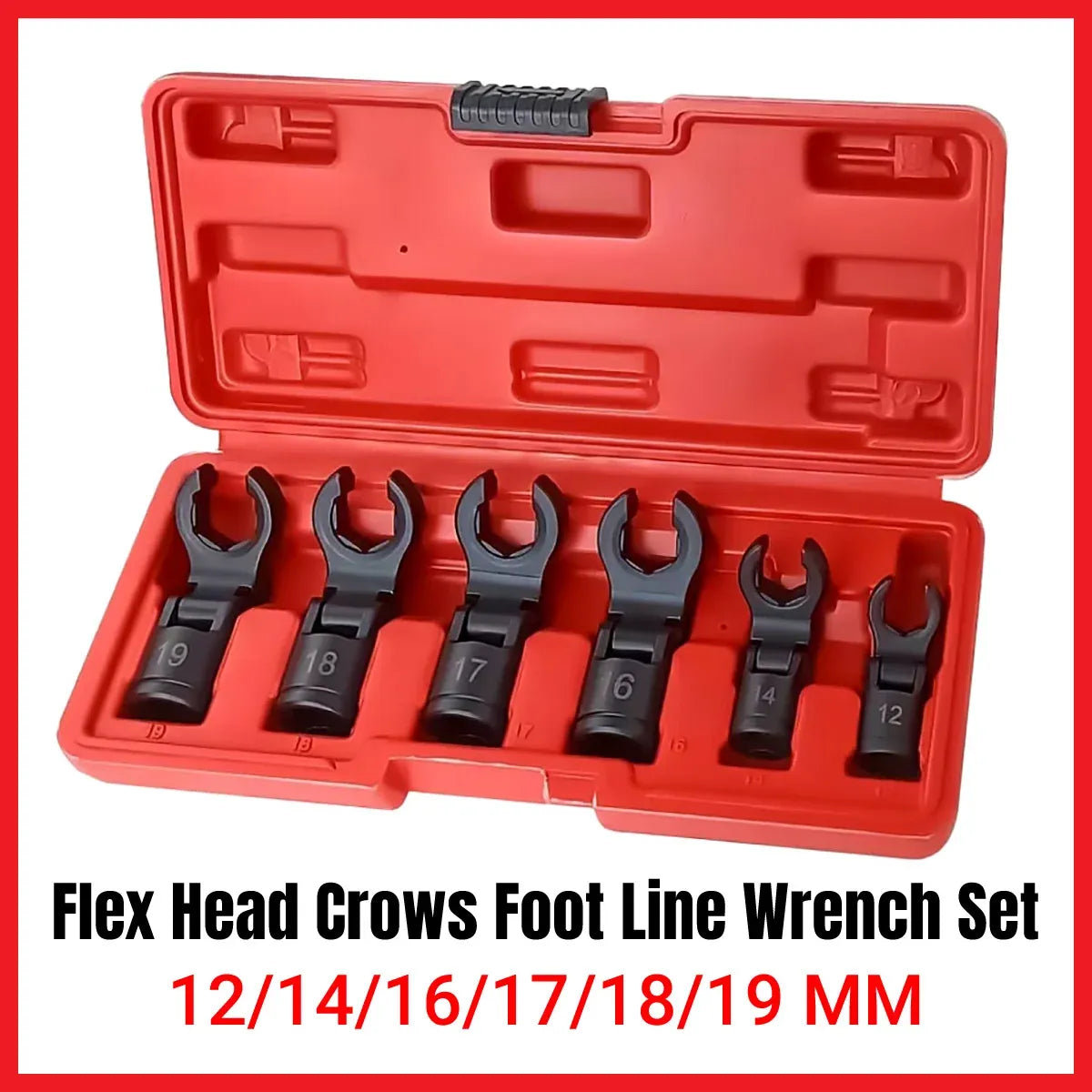 6PCS Fuel Line Wrench Set Swivel Head Injector Nozzle Tool Kit