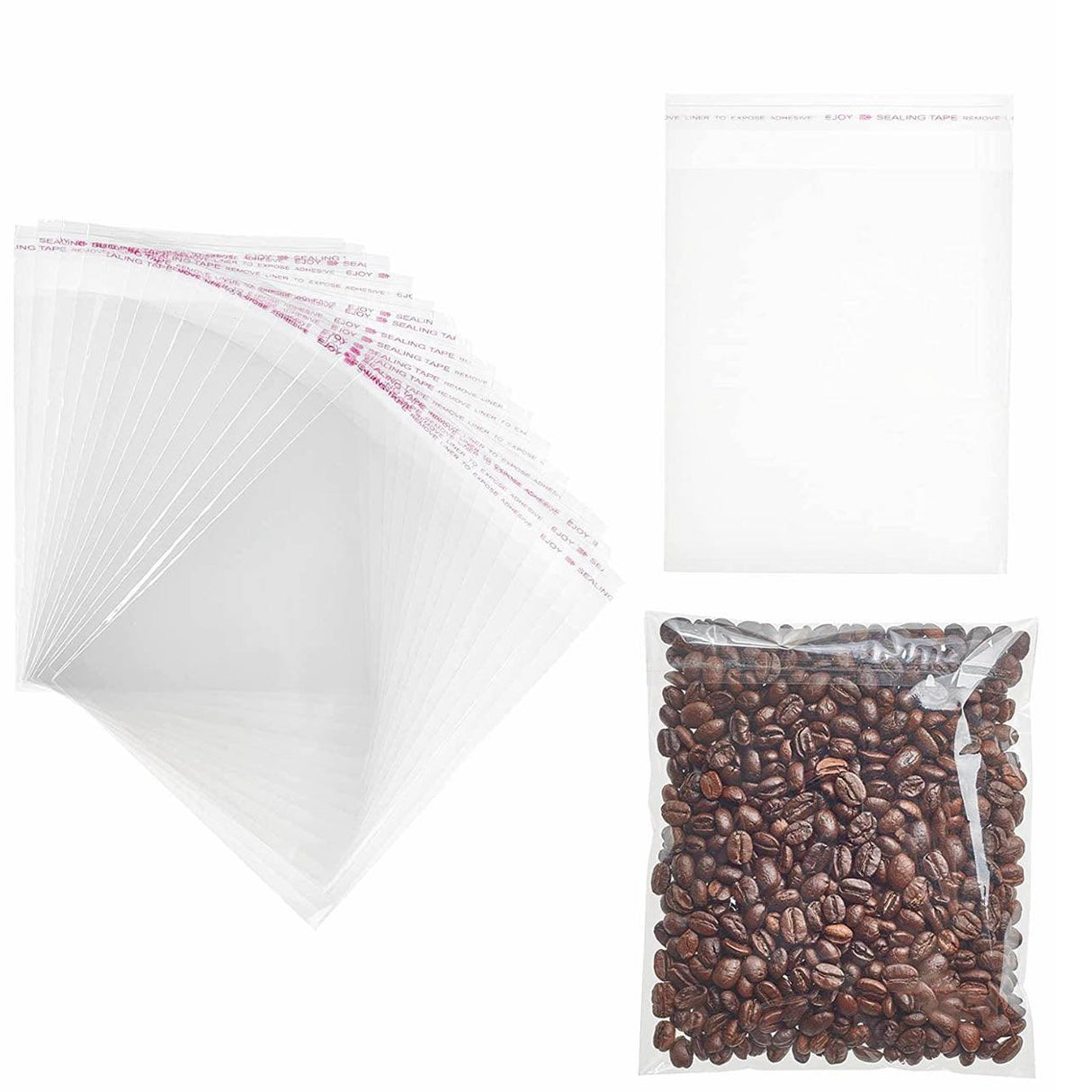 100Pcs Self-Adhesive Clear Opp Cellophane Bags with Air Hole - 18*24+4cm