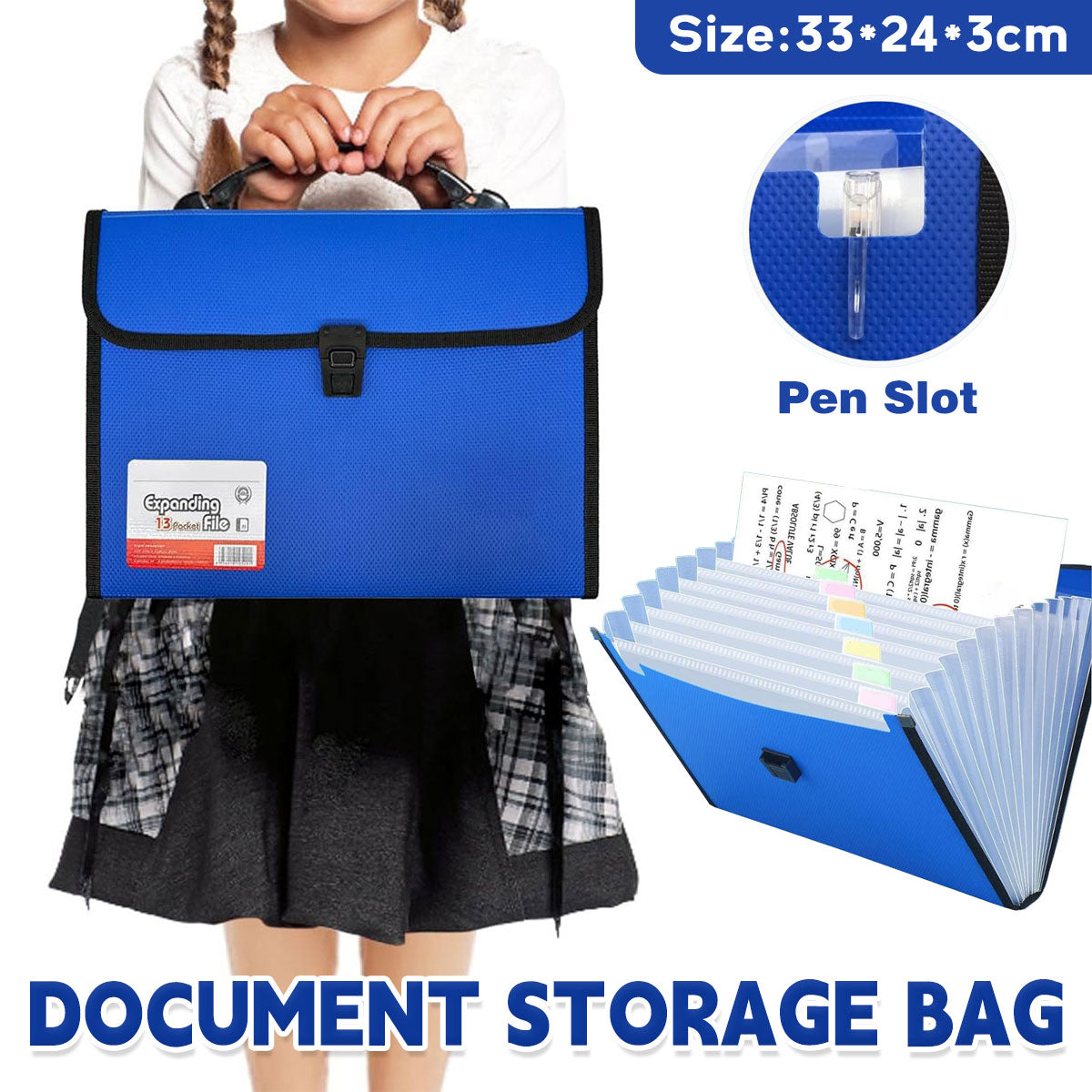 Expanding File A4 13 Pocket Document Organiser Paper Storage Wallet Folder