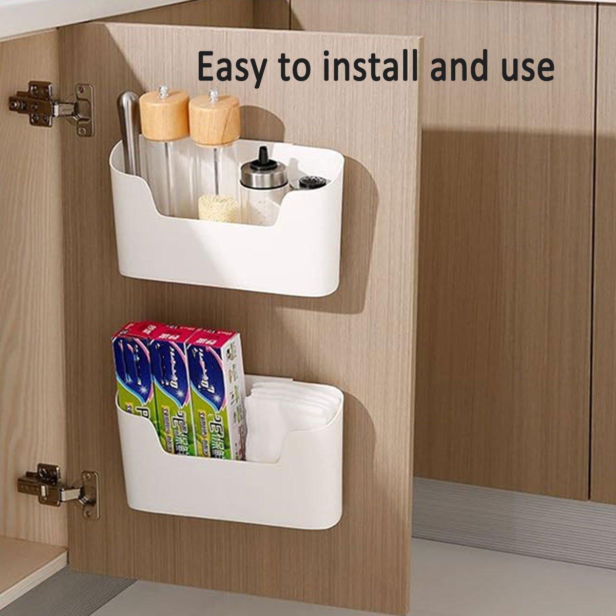 2PCS Wall Mounted Storage Rack Kitchen Bathroom Cabinet Door Sundries Holder
