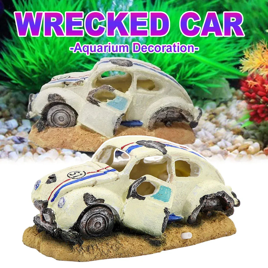 Aquarium Decoration Car Shape Ornament Fish Tank Decor Landscaping Accessory