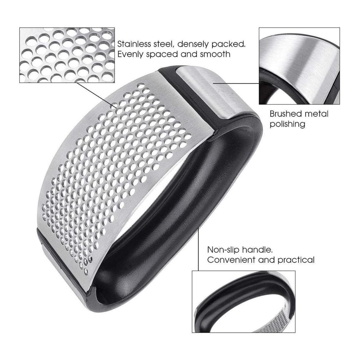Stainless Steel Garlic Masher Press Crusher Squeezer Masher Kitchen Gadget - Silver