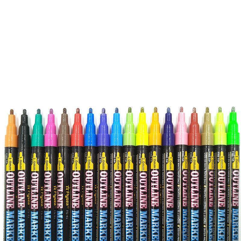 Flysea 12-80 Colours Acrylic Paint Pens Painting Stone Ceramic Glass Markers 0.7 - 12-Colour Set