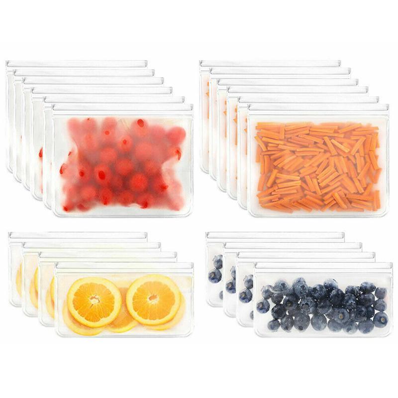 10-40PCS PEVA Food Storage Bags Reusable Zip Lock Pouch Fresh Sealer - 10 PCS Small