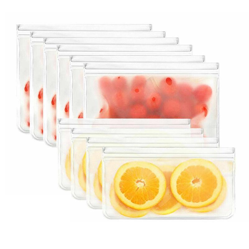 10-40PCS PEVA Food Storage Bags Reusable Zip Lock Pouch Fresh Sealer - 6PCS Large+4 PCS Small