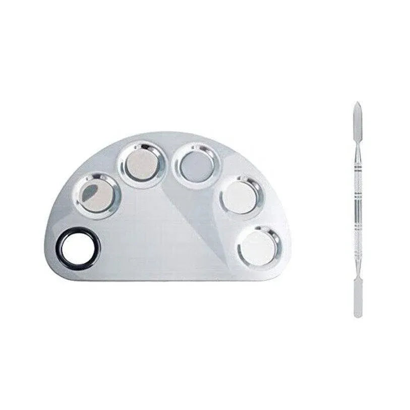 Stainless Steel Cosmetic Face Makeup Palette Spatula Foundation Mixing Tool - Semicircle