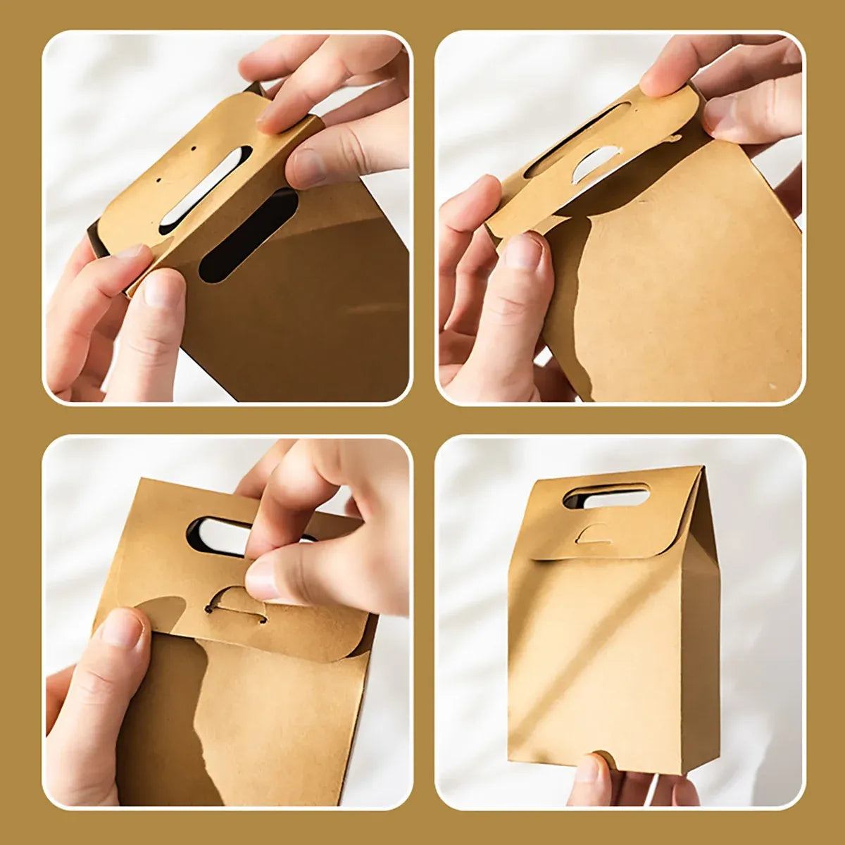 50PCS Portable Kraft Paper Gift Boxes for Birthday Holiday Wrapping