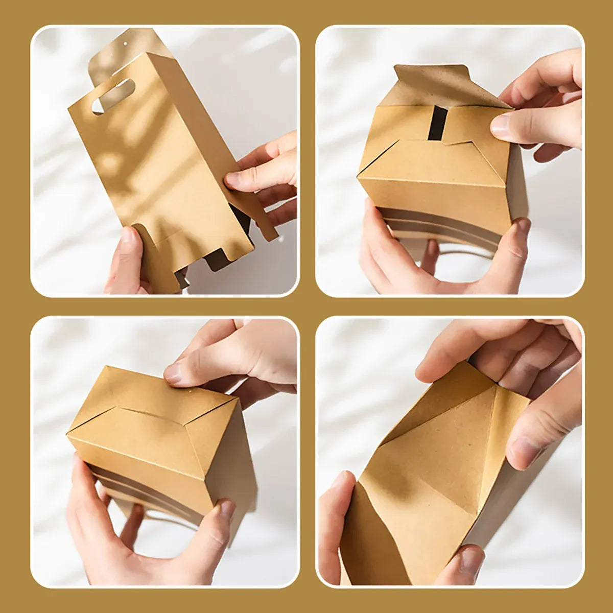 50PCS Portable Kraft Paper Gift Boxes for Birthday Holiday Wrapping