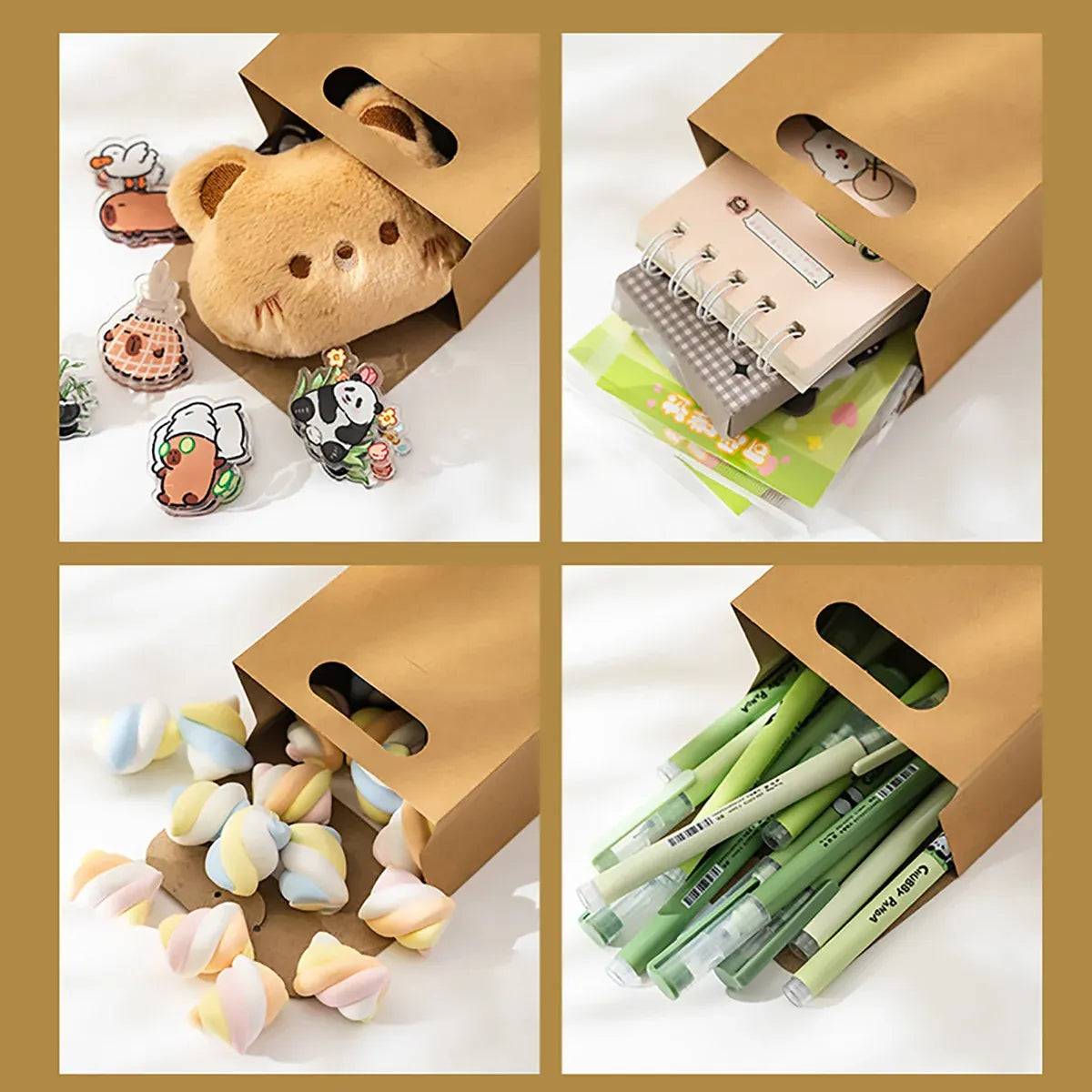 50PCS Portable Kraft Paper Gift Boxes for Birthday Holiday Wrapping