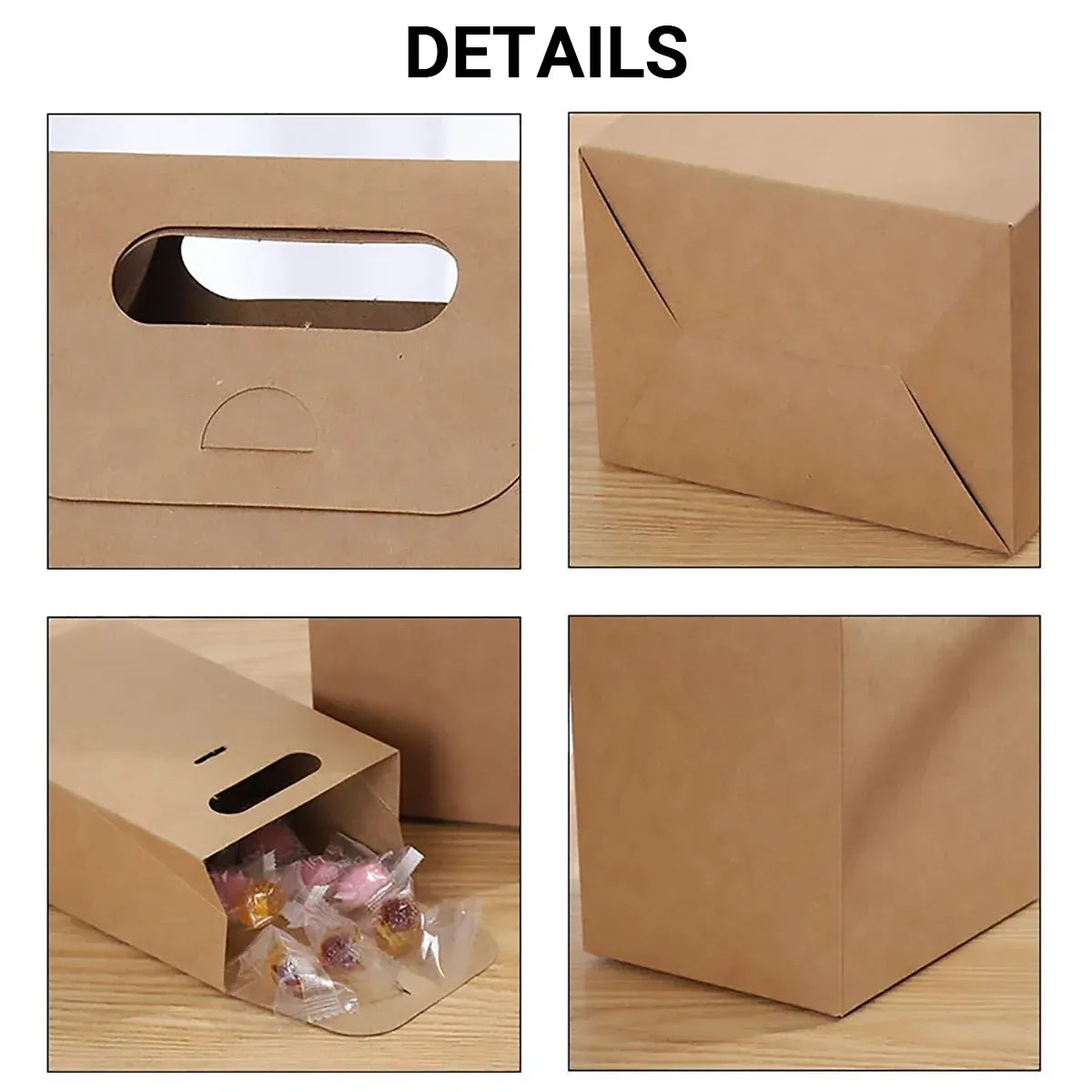 50PCS Portable Kraft Paper Gift Boxes for Birthday Holiday Wrapping