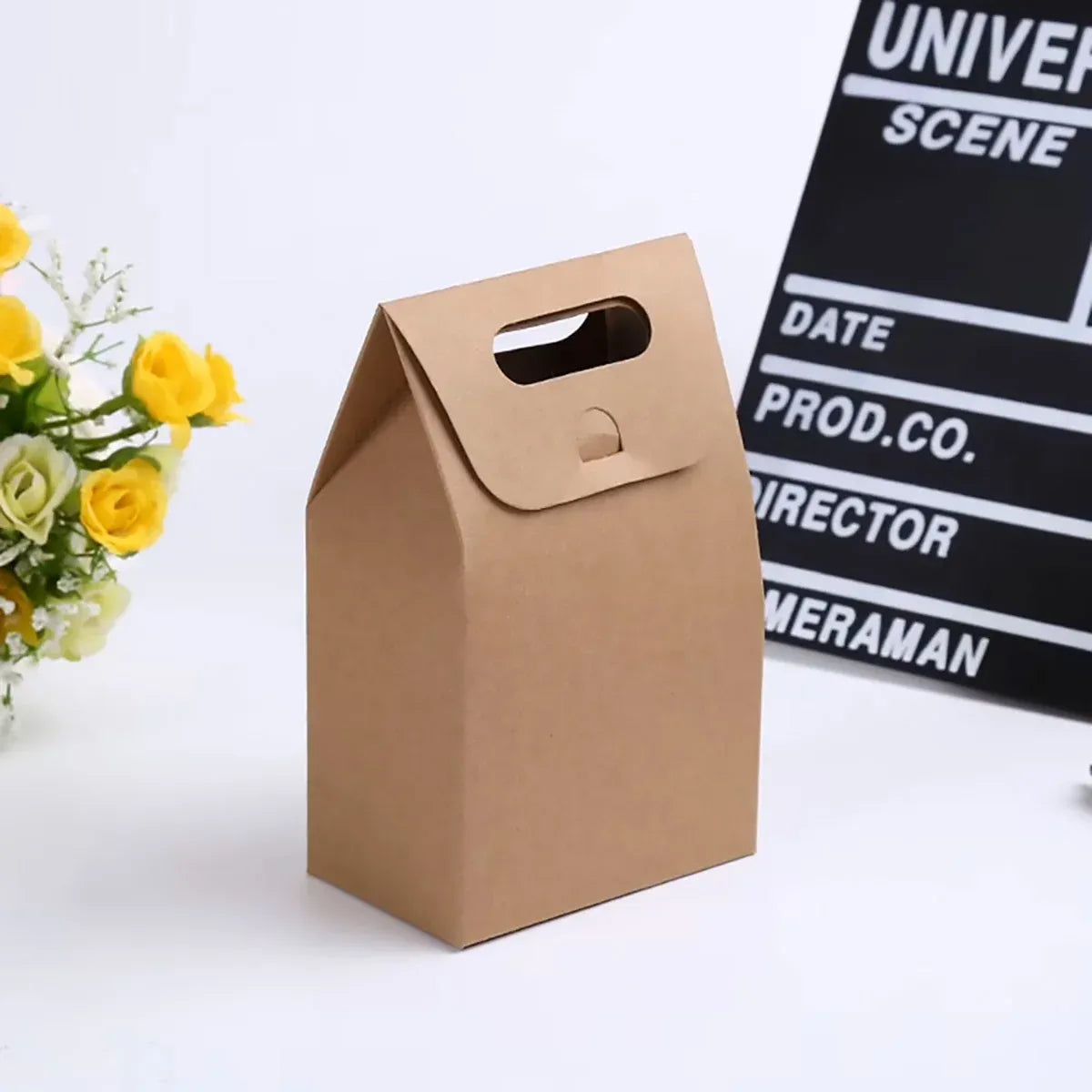 50PCS Portable Kraft Paper Gift Boxes for Birthday Holiday Wrapping