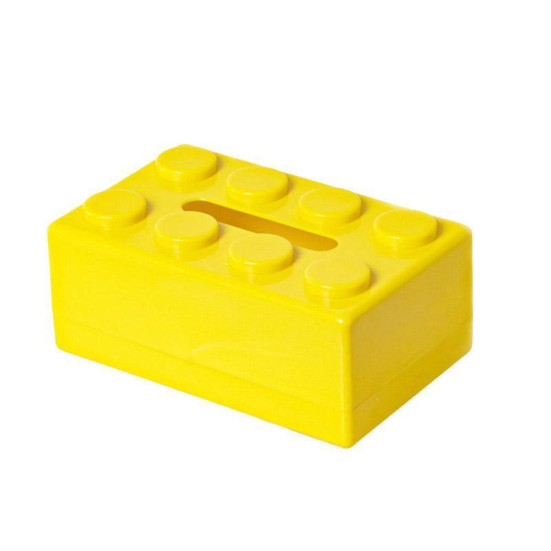 Tissue Box Cover Creative Building Block Cute Napkin Dispenser Holder Home Decor - Yellow