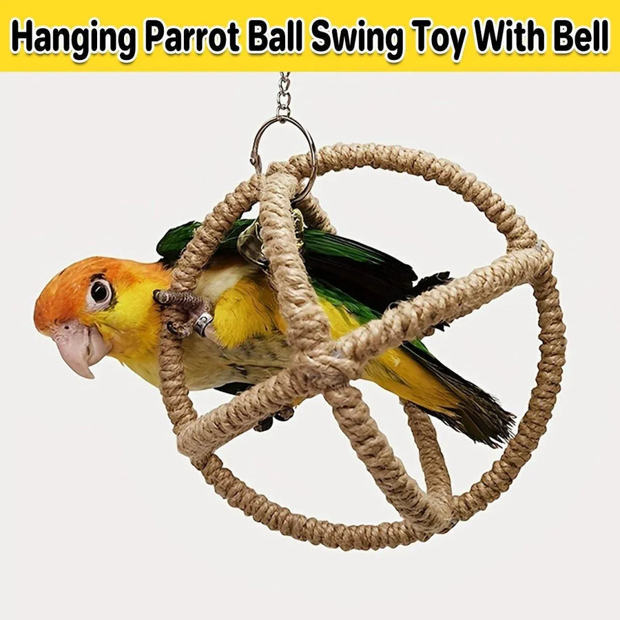 Interactive Parrot Toys Nibbling Balls Hoop Swing Bird Chew Play Activity