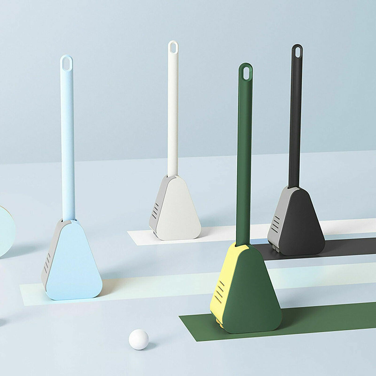 Golf Toilet Brush Long-Handled Toilet Brush Wall-Mounted Silicone Toilet Brush - Blue