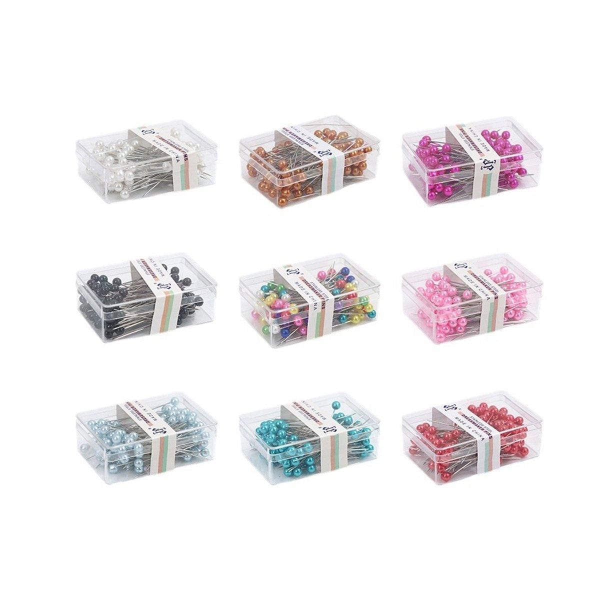 9Boxs Multicolor Pearl Head Pins Sewing Craft Needles for Cross Stitch Quilting