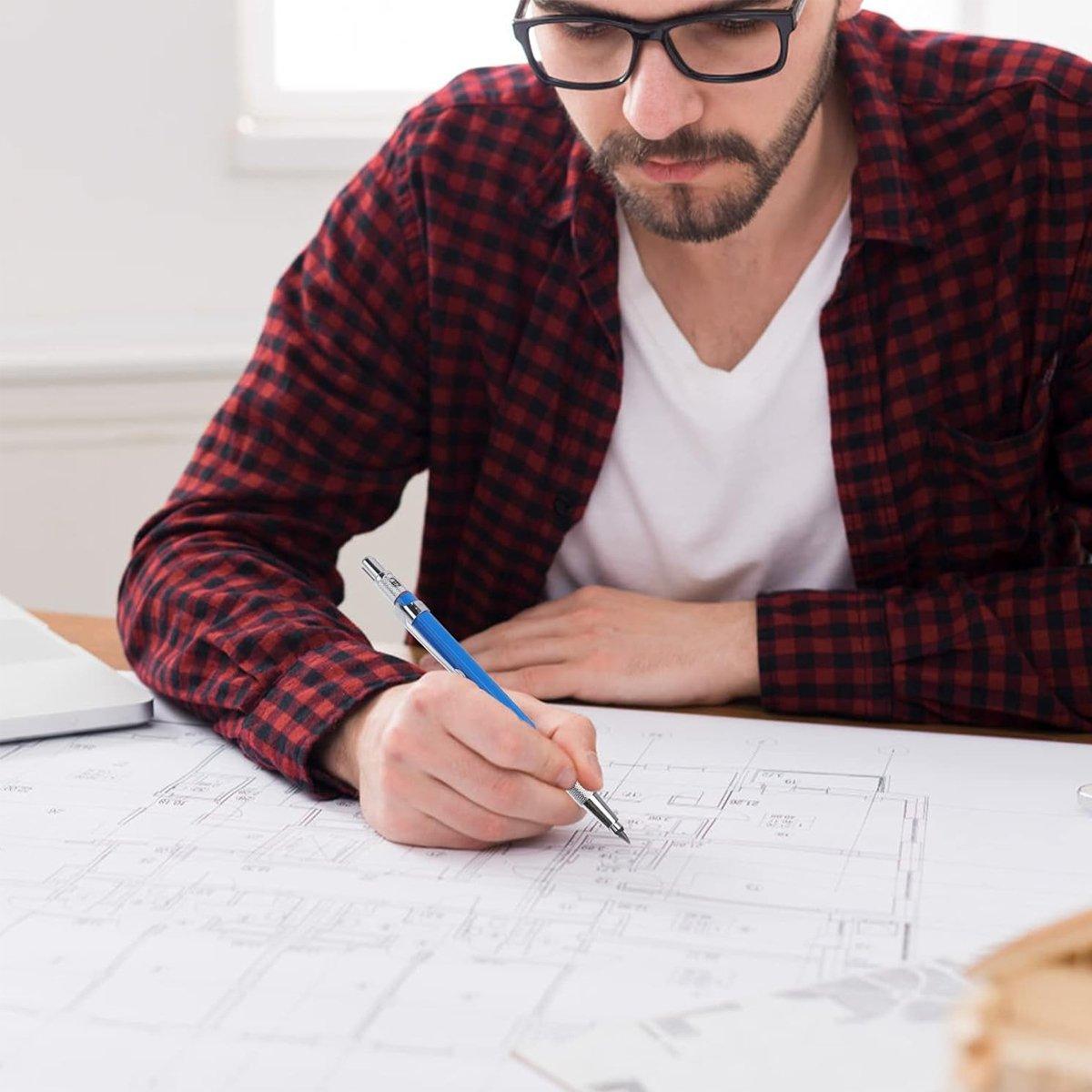 2mm HB Lead Holder Pen Automatic Mechanical Drafting Drawing Pencil Art Tool - Blue(1PCS)