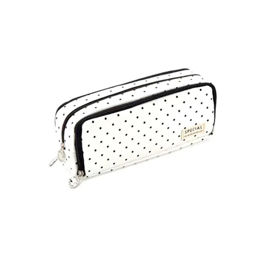 Zipper Pencil Case Large Capacity Storage Bag School Stationery Makeup Organizer - Dot