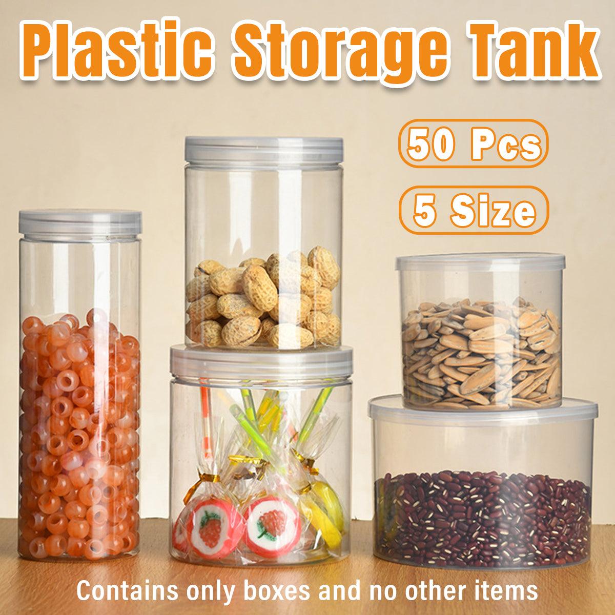 Wide Mouth Plastic Food Bottles 50pcs Transparent Sealed Storage Tanks Container - 8.5cm x 20cm