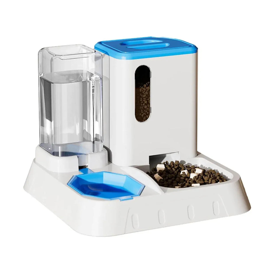 Pet Water Dispenser Automatic Feeder Bowl Cat Dog Drinking Fountain Food Feeding - Blue