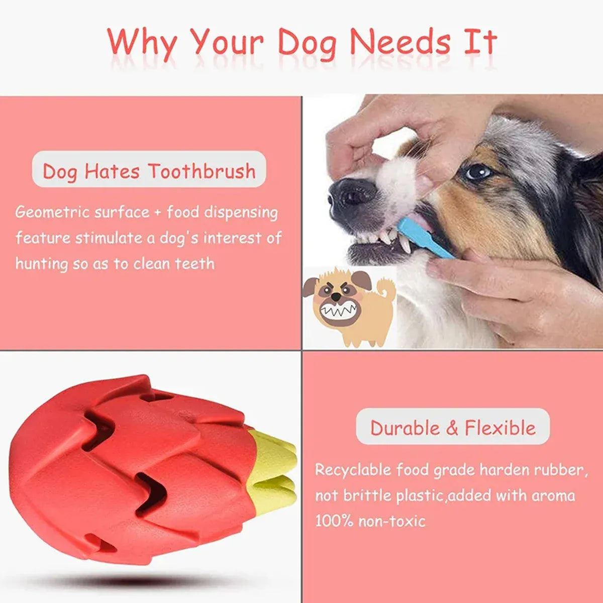 Dragon Fruit Shaped Dog Chew Toy Durable Health for Puppy Small Medium Dogs