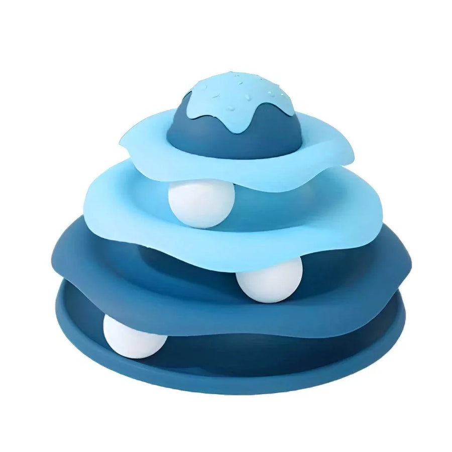 Funny Cat Toy Pet Toys Plastic Tower Interactive Track Ball Playing Game 3 Level - Blue