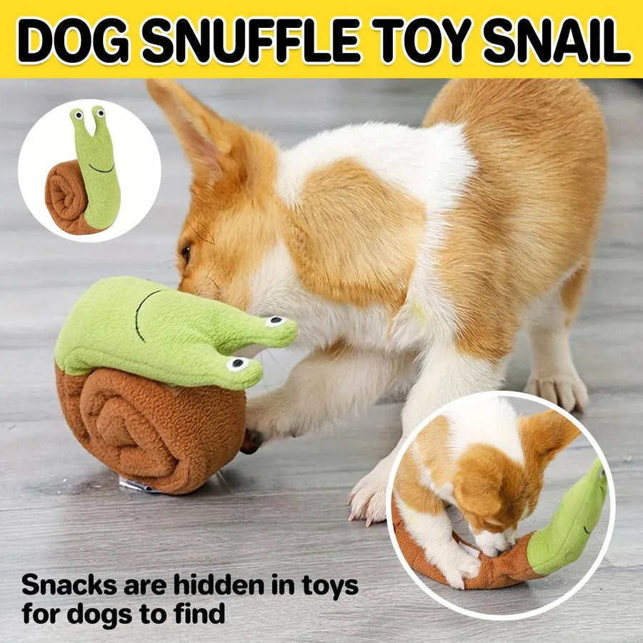 Interactive Pet Sniffing Plush Toy Snail Teething Food Hide Slow Feeder Dog Toy