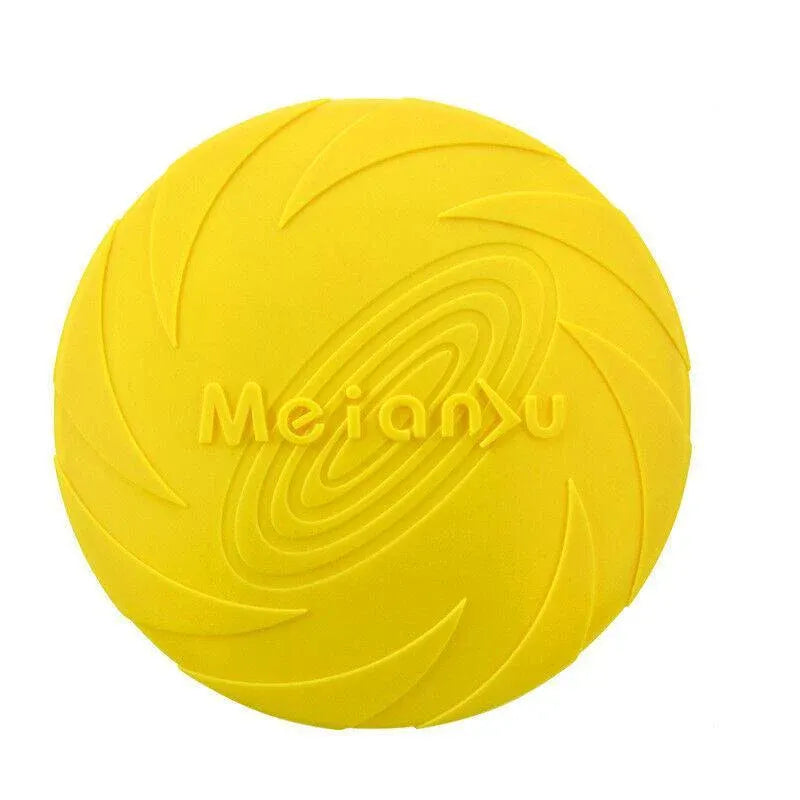 Frisbee Toy for Dogs Outdoor Fetch Training Soft Rubber Pet Flying Disc 18cm - Yellow