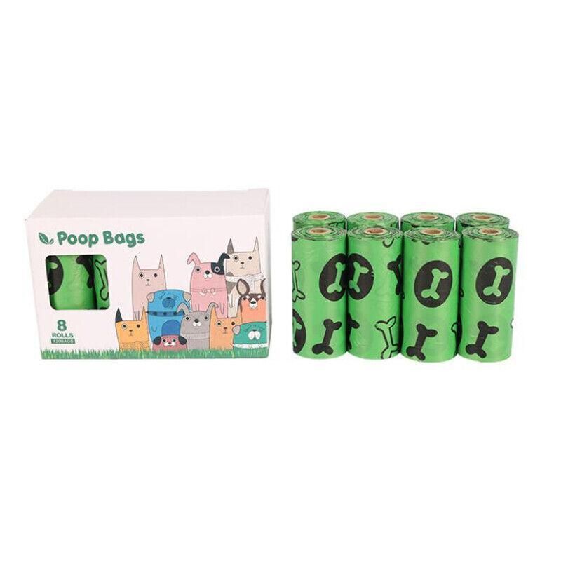 Biodegradable & Compostable Dog Poo Bags Pet Poop Bag Garbage Disposable Clean - 8 Rolls(120 Bags)