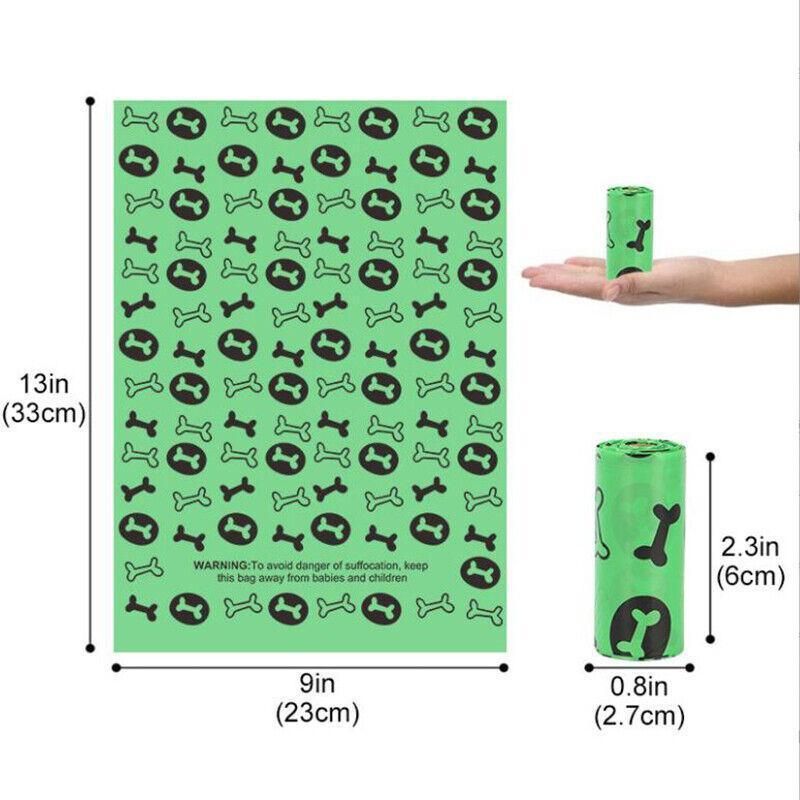 Biodegradable & Compostable Dog Poo Bags Pet Poop Bag Garbage Disposable Clean - 8 Rolls(120 Bags)