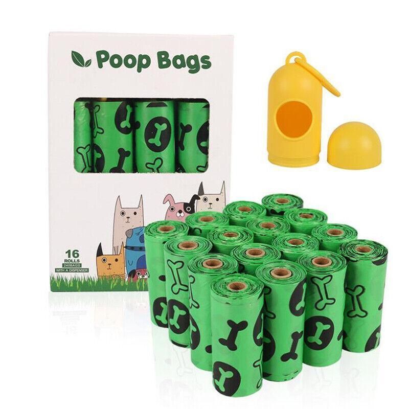 Biodegradable & Compostable Dog Poo Bags Pet Poop Bag Garbage Disposable Clean - 8 Rolls(120 Bags)
